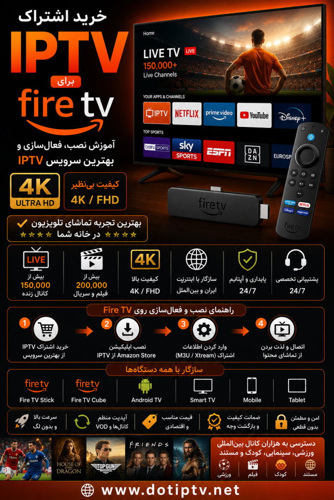 خرید اشتراک IPTV برای Fire TV | آموزش نصب، فعال‌سازی و بهترین سرویس IPTV روی Fire TV و Fire TV Stick