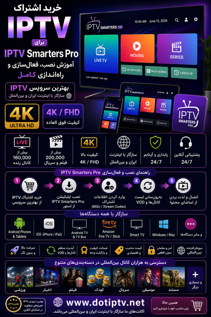 خرید اشتراک IPTV برای IPTV Smarters Pro | آموزش نصب، فعالسازی و راهاندازی کامل