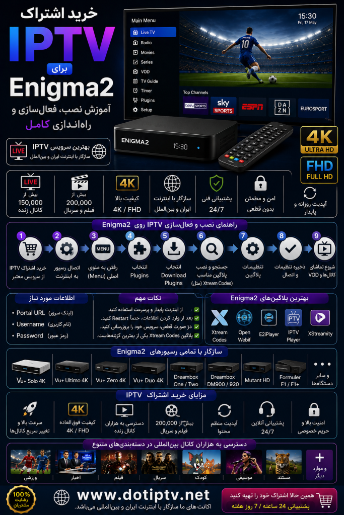 خرید اشتراک IPTV برای Enigma2 | آموزش نصب و راه‌اندازی